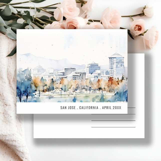 Minimal San Jose, California Watercolor Travel Postcard (Creator Uploaded)