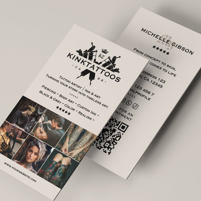 Minimal Sand Tattooist Modern Tattoo Artist Grid Business Card (Minimal Sand Tattooist Modern Tattoo Artist Grid Business Card
)