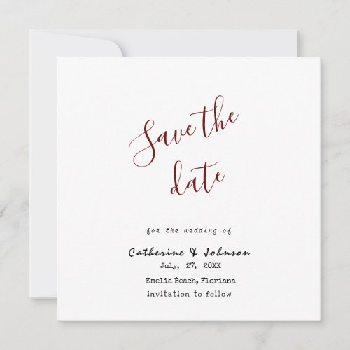 Minimal SAVE THE DATE  calligraphy text Invitation