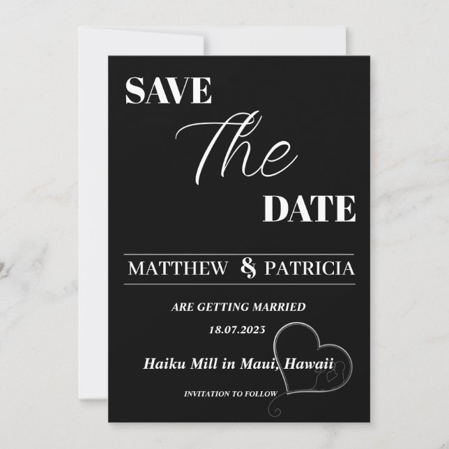 Minimal Save the Date E-invite  Invitation (Front)
