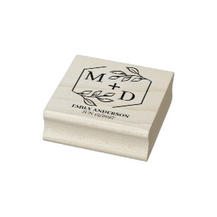 Minimal Save the Date Monogram Wedding Rubber Stamp