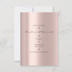 Minimal Save The Date Pink Rose Gold Chevron Black