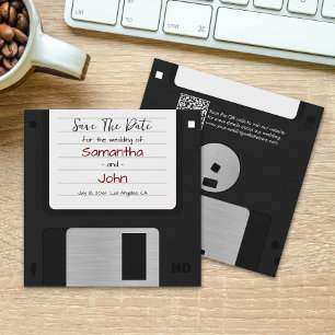 Minimal Save The Date Retro QR Code Funny Wedding Invitation