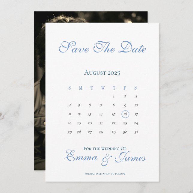 Minimal Save The Date with Calendar Invitation (Front/Back)