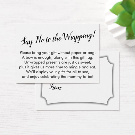 Minimal Say No to Wrapping Baby Shower Gift Card