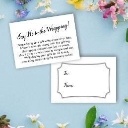 Minimal Say No to Wrapping Baby Shower Gift Card