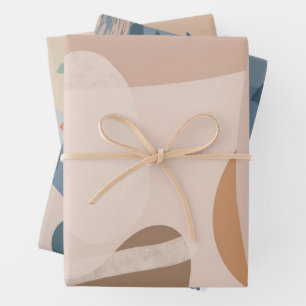 Minimal Scandi Beige Cream Rustic abstract shapes Wrapping Paper Sheets