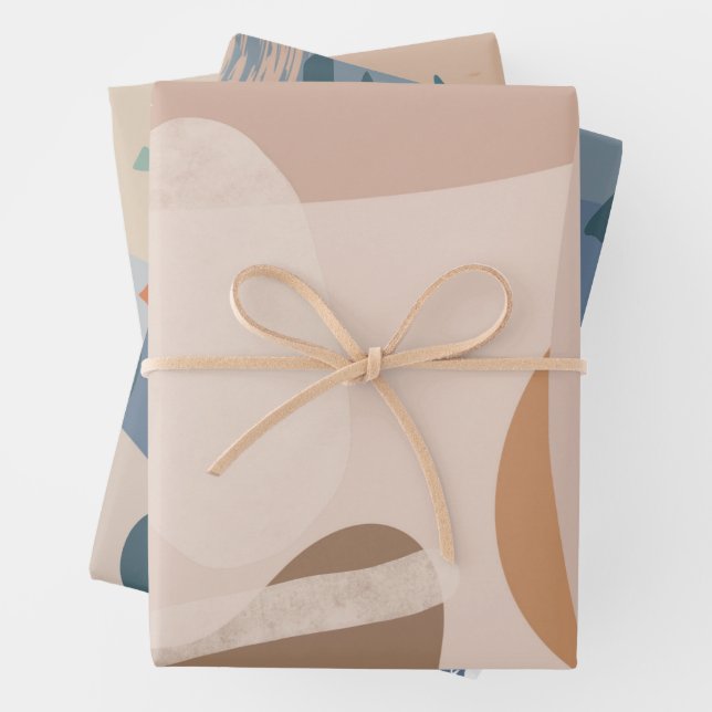 Minimal Scandi Beige Cream Rustic abstract shapes Wrapping Paper Sheets (In situ)