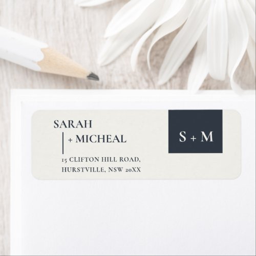 MINIMAL SCANDI BLACK AND WHITE MONOGRAM ADDRESS LA LABEL