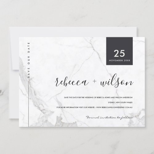 MINIMAL SCANDI MARBLE STONE TEXTURE TYPOGRAPHY  SAVE THE DATE