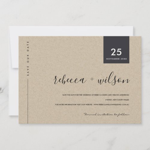 MINIMAL SCANDI MODREN RUSTIC KRAFT TYPOGRAPHY  SAVE THE DATE