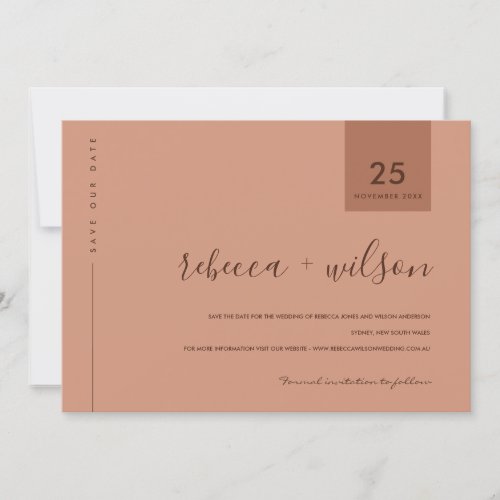 MINIMAL SCANDI TERRACOTTA RUST ORANGE TYPOGRAPHY SAVE THE DATE