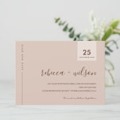 MINIMAL SCANDI TERRACOTTA RUST PEACH TYPOGRAPHY SAVE THE DATE (Standing Front)