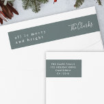 Minimal Scandinavian Forest Green Return Address Wrap Around Label<br><div class="desc">A stylish modern holiday wrap around return address label with a handwritten script font for your family name in white with a dark forest green feature color in a 'scandi' scandinavian design style. The name and address can be easily customized for a personal touch. A trendy, minimalist and contemporary design...</div>