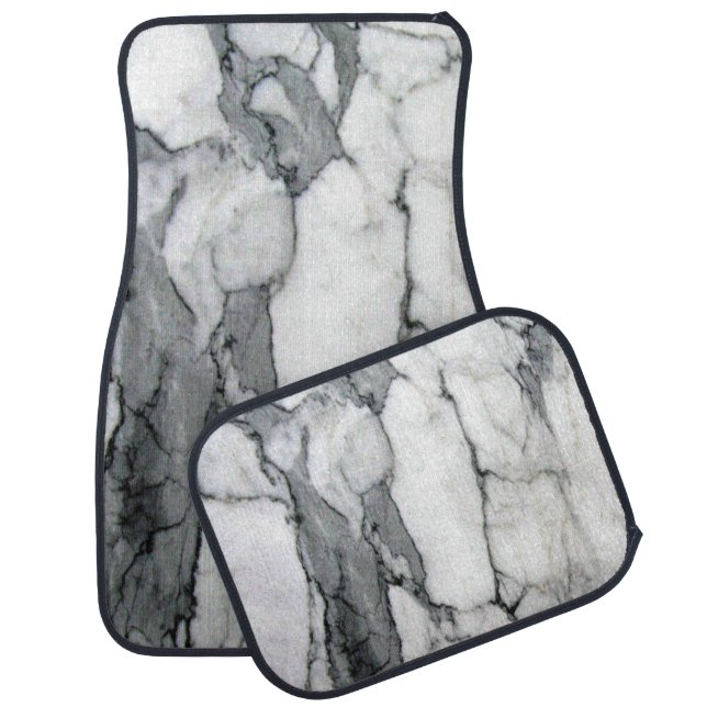 minimal scandinavian modern chic grey white marble car floor mat (Set)