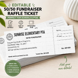 Minimal School Fundraiser PTA Event Raffle Tickets