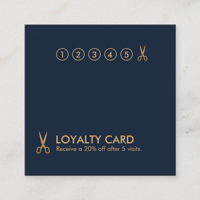 Minimal Scissors Hair Stylist Square Loyalty Card (Front)
