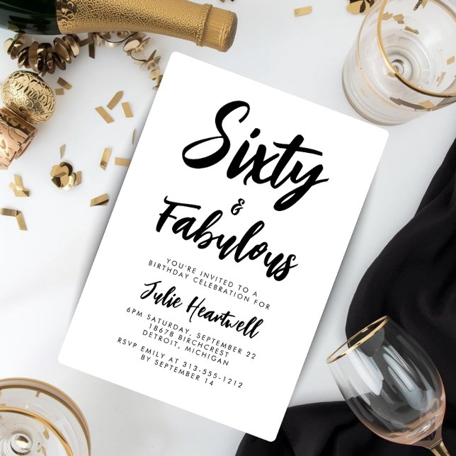 Minimal Script 60th Birthday Party Invitation (Creator Uploaded)