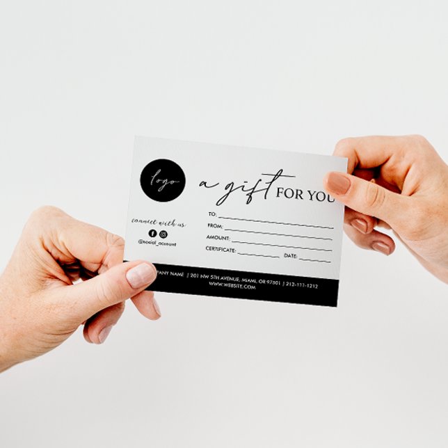 MINIMAL SCRIPT A GIFT FOR YOU LOGO SOCIAL ACCOUNT (A gift for you with logo and social icon facebook instagram gift vouchers for services like massages)