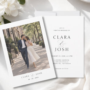 Minimal Script Ampersand 1 Photo Wedding  Invitation