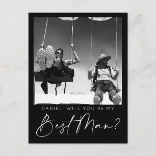 Minimal Script Best Man Proposal Card with Photo