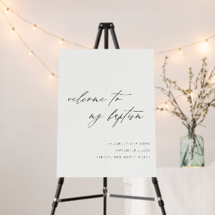 Minimal Script Black and White Baptism Welcome Foam Board