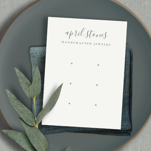 Minimal Script Black Grey White 3 Earring Display Business Card (Creator Uploaded)