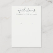 Minimal Script Black Grey White Earring Display Business Card (Front)
