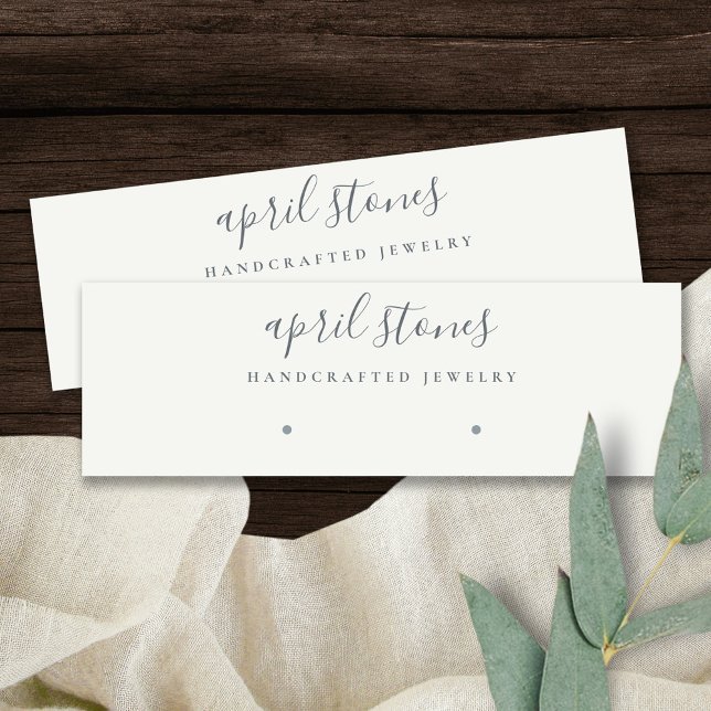 Minimal Script Black Grey White Earring Display Mini Business Card (Creator Uploaded)
