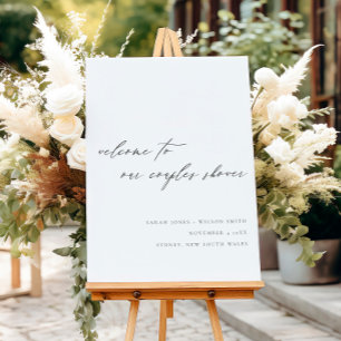 Minimal Script Black White Couples Shower Welcome Foam Board