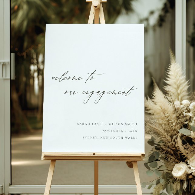 Minimal Script Black White Engagement Welcome Foam Board (Creator Uploaded)