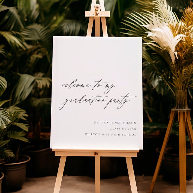 Minimal Script Black White Graduation Welcome Foam Board (Creator Uploaded)