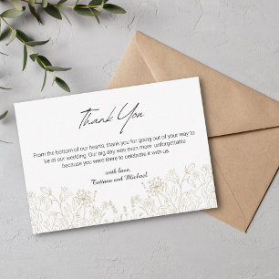 minimal script botanical garden wedding thank you  note card
