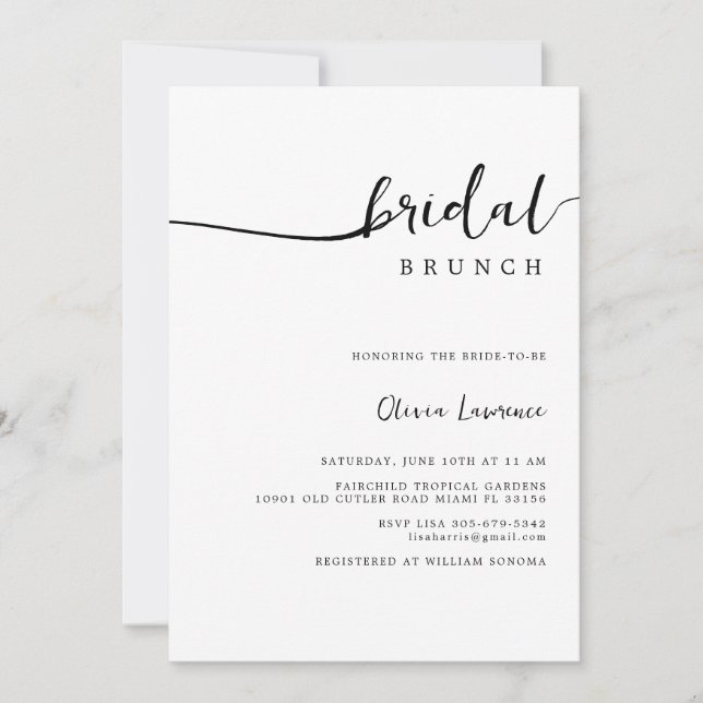 Minimal Script Bridal Brunch Invitation (Front)