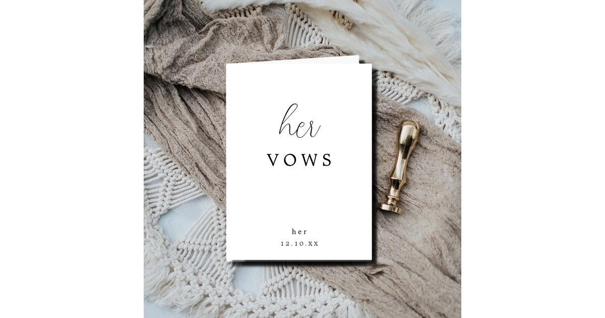 Minimal Script Calligraphy Her Wedding Vows Card | Zazzle
