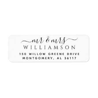 Minimal Script Calligraphy Mr & Mrs Couple’s Name Label | Zazzle