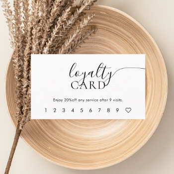 Minimal Script Calligraphy White Loyalty Card by CrispinStore at Zazzle