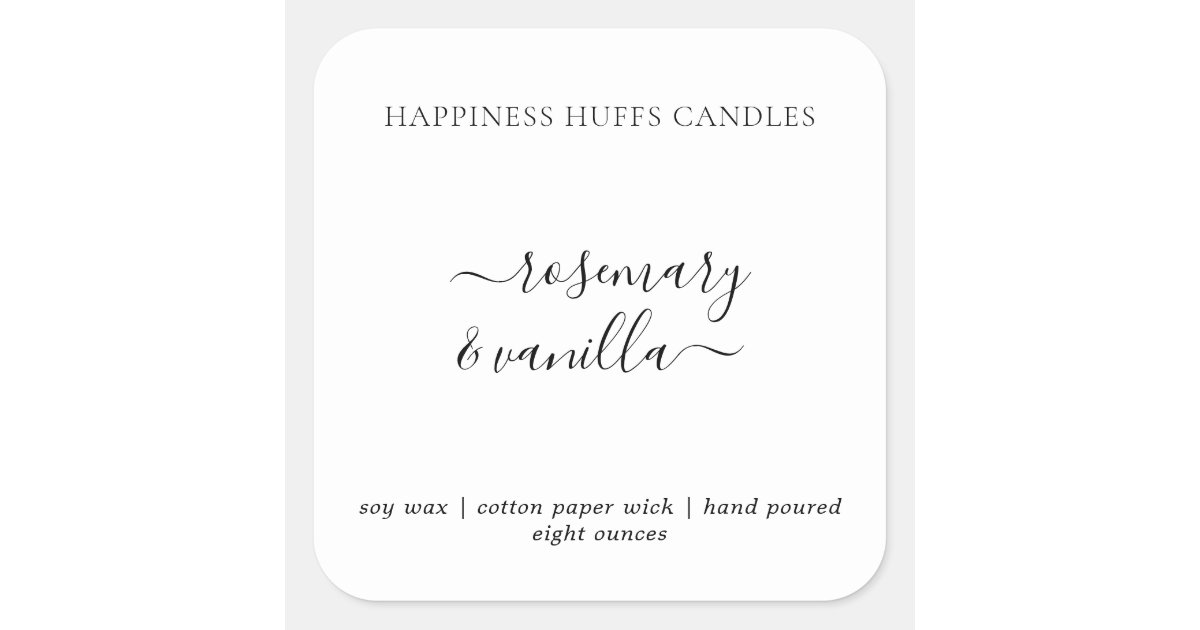 Candle Warning Label Modern Script Black White