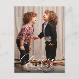 Minimal Script Christmas Cheers Holiday Postcard
