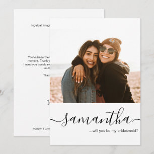 Minimal Script Custom photo Bridesmaid Proposal  Invitation