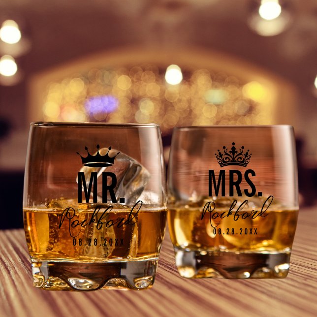 Minimal Script Custom Wedding Set of 2 Whiskey Glass (Creator Uploaded)
