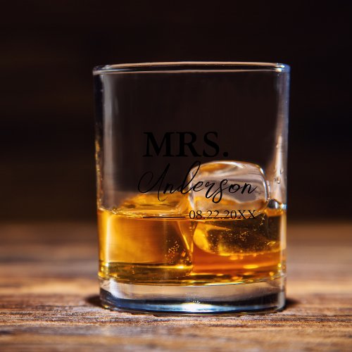 Minimal Script Custom Wedding Whiskey Glass