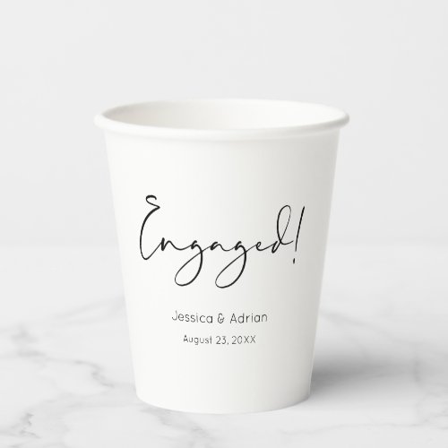 Minimal Script Engaged Engagement Party Paper Cups