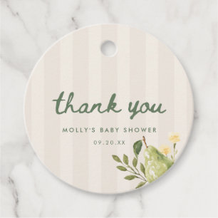 Minimal Script Floral Market Baby Shower Thank You Favor Tags