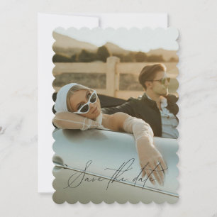 Minimal Script Full Photo Save The Date Invitation