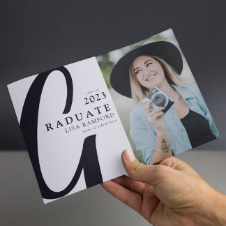 Minimal Script Graduate Photo Graduation Announcement