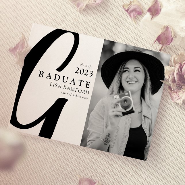 Minimal Script Graduate Photo Graduation Announcement (Creator Uploaded)