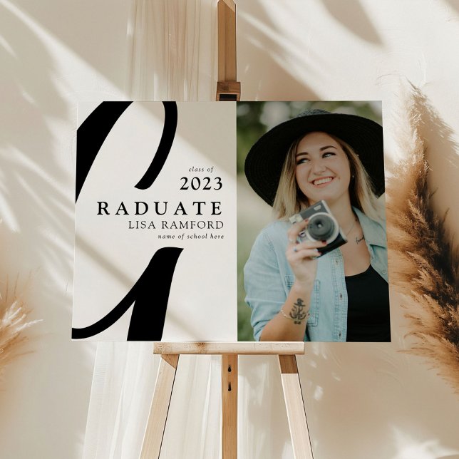 Minimal Script Graduate Photo Graduation Party Foam Board (Creator Uploaded)