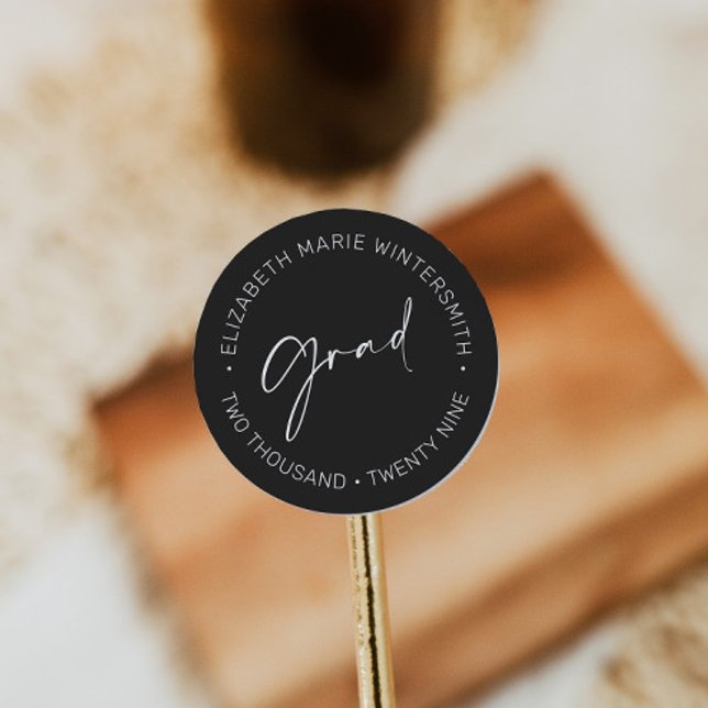 Minimal Script Graduation Invitation Sticker Label (Creator Uploaded)