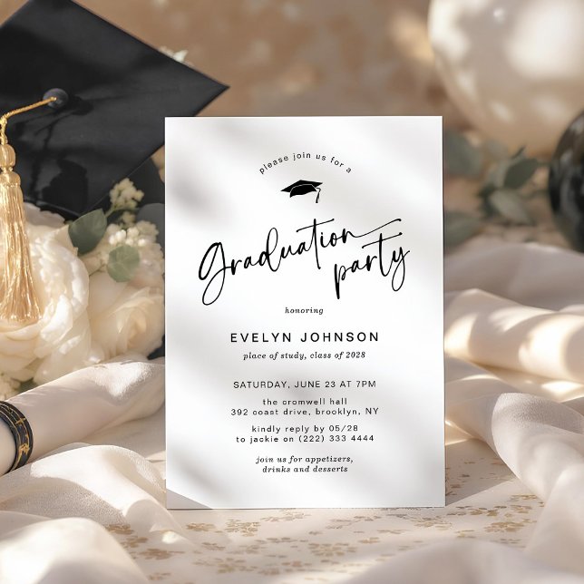 Minimal Script Graduation Party  Invitation (Creator Uploaded)